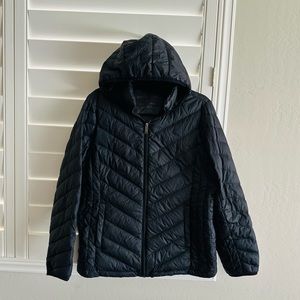 London Fog Women's Lightweight Packable Down Filled Zip Jacket Black Size Large